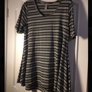 Black White and Gray striped LuLaRoe Irma Blouse